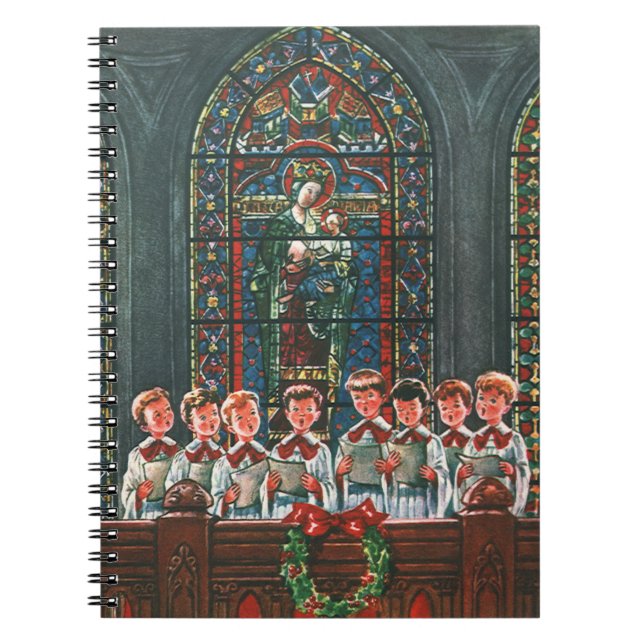 Vintage Christmas Children Singing Choir in Church Notebook (Front)