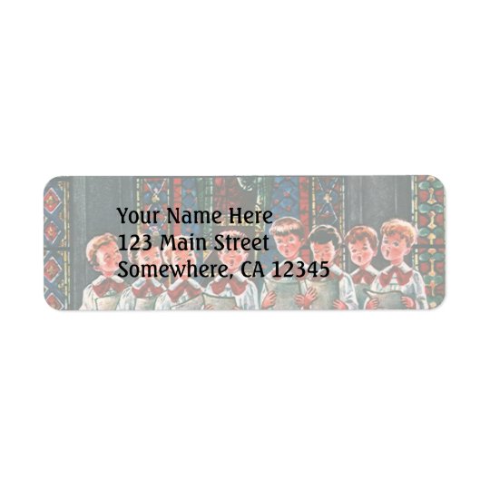Vintage Christmas Children Singing Choir in Church Return Address Label