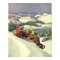 Vintage Christmas, Children Sledding on a Mountain