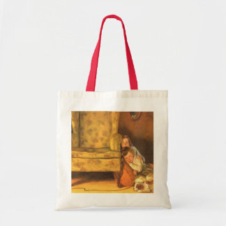 Vintage Christmas Children Waiting for Santa Claus Tote Bag