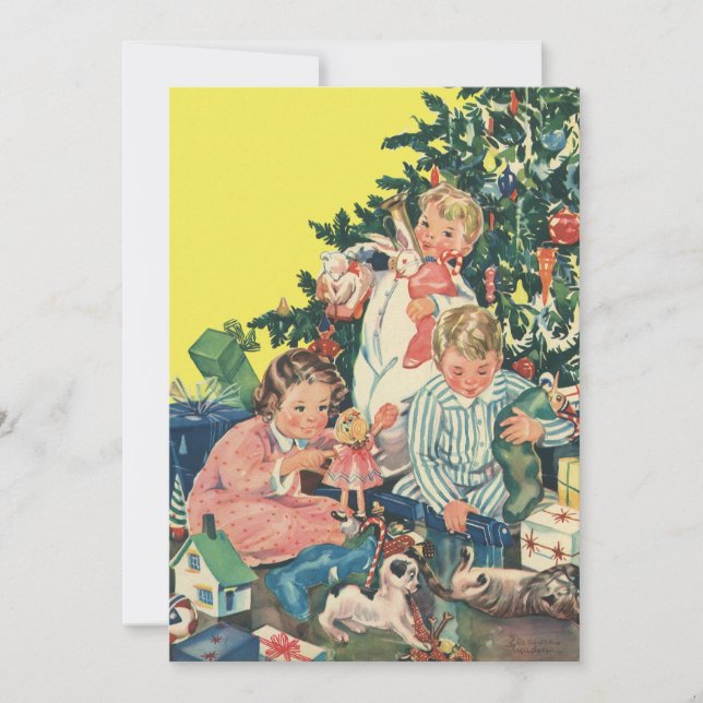 Vintage Christmas, Children with Gifts Invitation (Front)