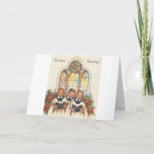 Vintage Christmas Choir Boys Holiday Card (Front)