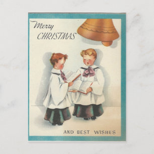 Vintage Christmas Choir Boys Holiday Postcard
