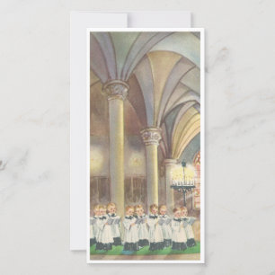 vintage Christmas Choir Boys in cathedral church Holiday Card