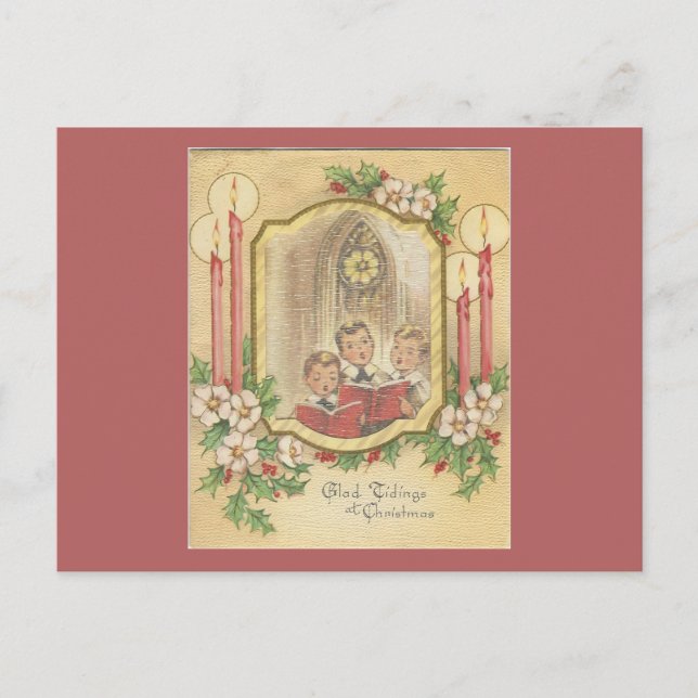 Vintage Christmas Choir Boys With Candles Holiday Postcard (Front)
