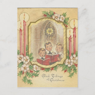 Vintage Christmas Choir Boys With Candles Holiday Postcard