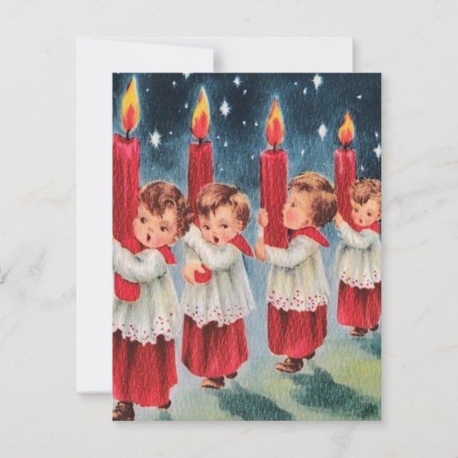 Vintage Christmas Choir Candles Holiday Card (Front)
