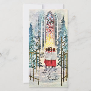 Vintage Christmas Choir Candles Holiday Card