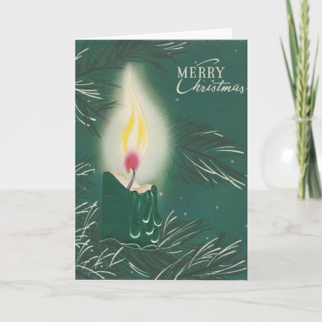 Vintage Christmas Christmas Candle Holiday Card (Front)