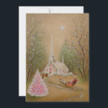 Vintage Christmas Church Glitter Winter Holiday Card<br><div class="desc">Vintage Christmas horse and sleigh going to church winter glitter snow scene. Perfect addition to your vintage collection or great for sending out to family and friends for the holiday season. This can be transferred to other products including a folded holiday card.</div>