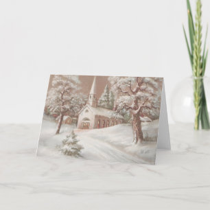 Vintage Christmas Church Holiday Card