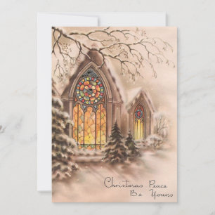 Vintage Christmas Church Holiday Card