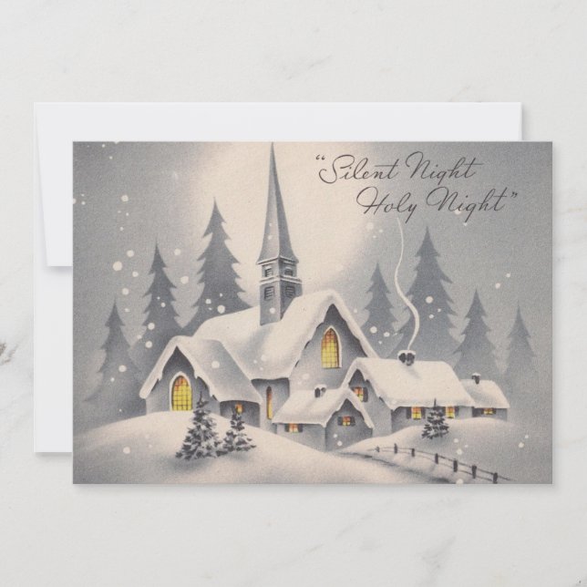 Vintage Christmas Church Holiday Card (Front)