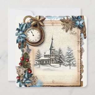 Vintage Christmas Church Holiday Card