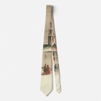 Vintage Christmas, Church in Winter Snowscape Tie