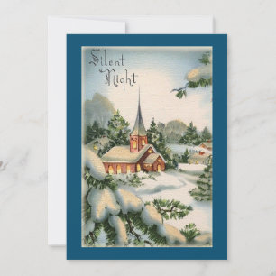 Vintage Christmas Church Silent Night Holiday Card
