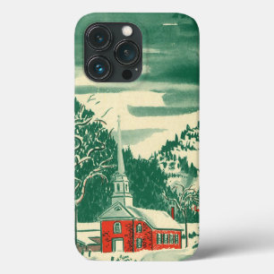 Vintage Christmas Church, Snowscape in Winter iPhone 13 Pro Case
