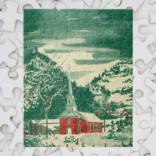 Vintage Christmas Church, Snowscape in Winter Jigsaw Puzzle (Creator Uploaded)
