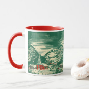 Vintage Christmas Church, Snowscape in Winter Mug