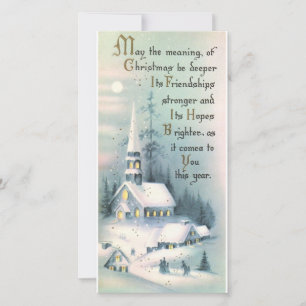 Vintage Christmas Church Winter Holiday Card