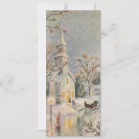 Vintage Christmas Church Winter Scene
