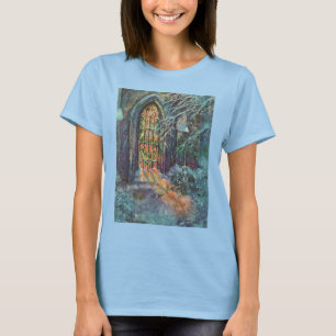 Vintage Christmas Church with Stained Glass Window T-Shirt