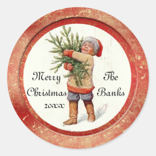 Vintage Christmas Classic Round Sticker