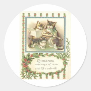 Vintage Christmas Classic Round Sticker