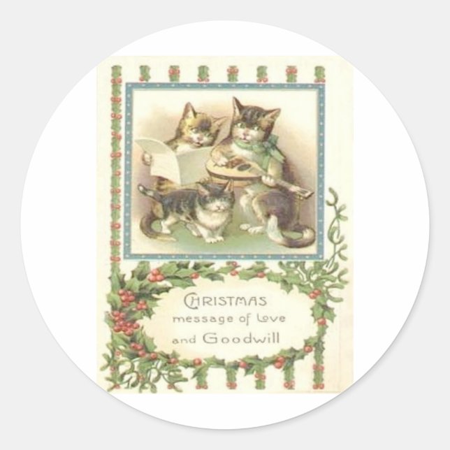 Vintage Christmas Classic Round Sticker (Front)