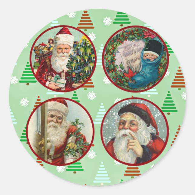 Vintage Christmas  Classic Round Sticker (Front)