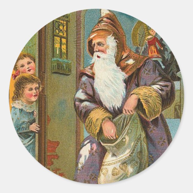 Vintage Christmas Classic Round Sticker (Front)
