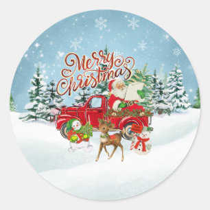 Vintage Christmas Classic Round Sticker