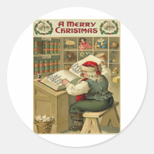 Vintage Christmas Classic Round Sticker