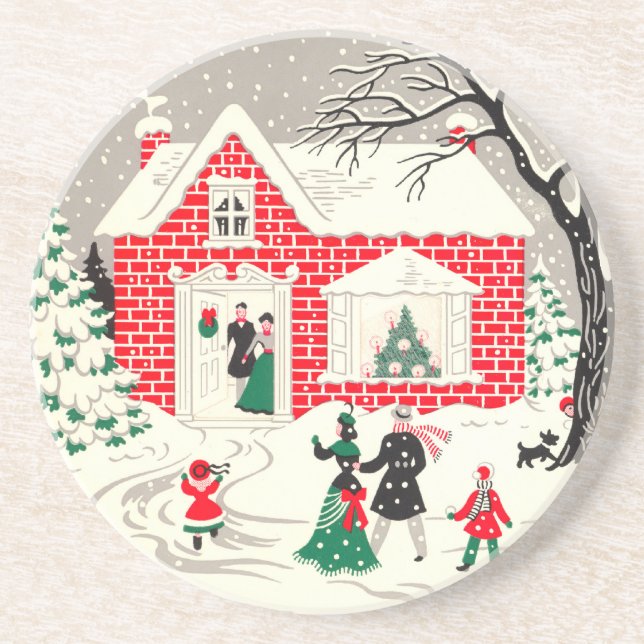 Vintage Christmas Coaster (Front)