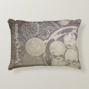 Vintage Christmas Coffee & Cookies Decorative Cushion