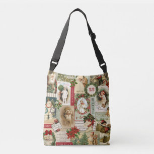 VINTAGE CHRISTMAS COLLAGE CROSSBODY BAG