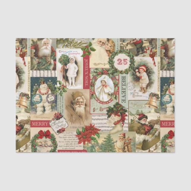 vintage Christmas collage decoupage tissue paper (Front)
