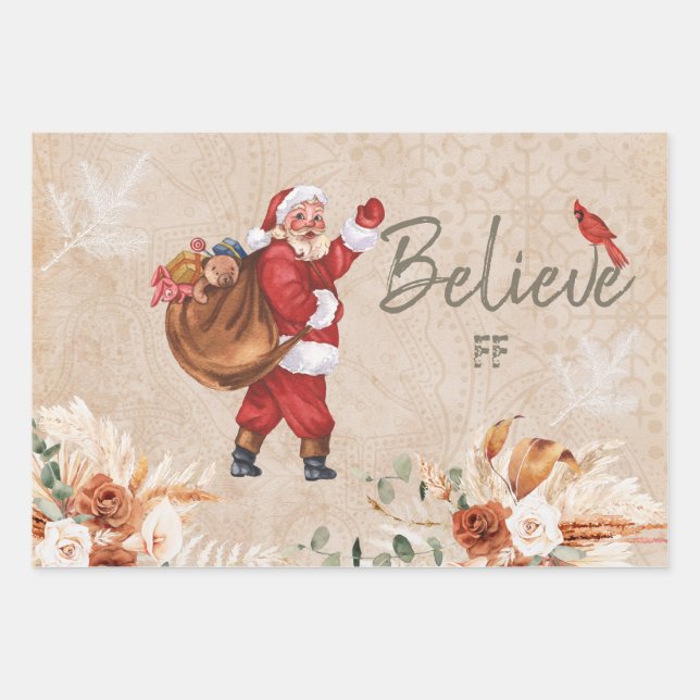Vintage Christmas Collage Decoupage Wrapping Paper Sheet (Front)