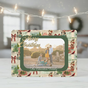 Vintage Christmas Collage Framed Photo  Holiday Card