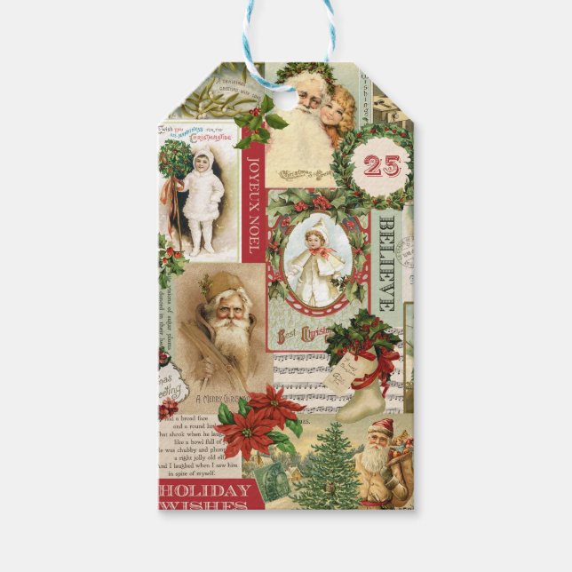 VINTAGE CHRISTMAS COLLAGE GIFT TAGS (Front)