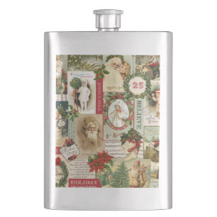 VINTAGE CHRISTMAS COLLAGE HIP FLASK