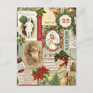 VINTAGE CHRISTMAS COLLAGE HOLIDAY POSTCARD