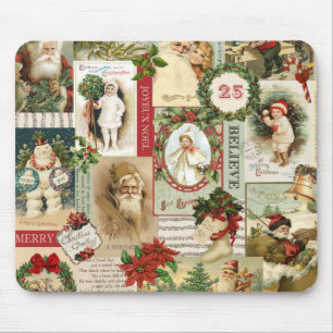 VINTAGE CHRISTMAS COLLAGE MOUSE MAT