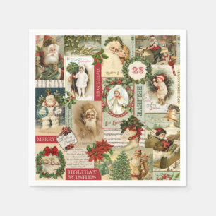 VINTAGE CHRISTMAS COLLAGE NAPKIN