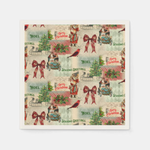 Vintage Christmas Collage Napkin