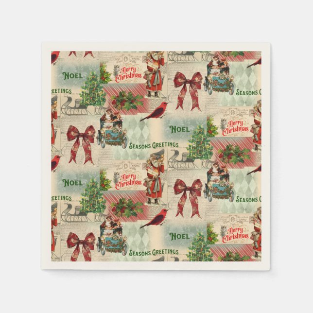 Vintage Christmas Collage Napkin (Front)