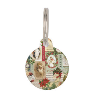 VINTAGE CHRISTMAS COLLAGE PET TAG