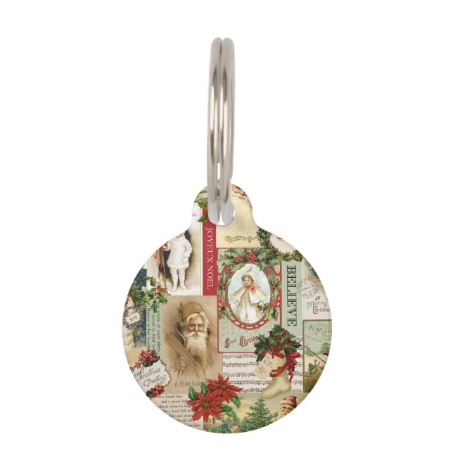 VINTAGE CHRISTMAS COLLAGE PET TAG (Front)