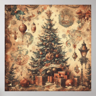 Vintage Christmas Collage Poster