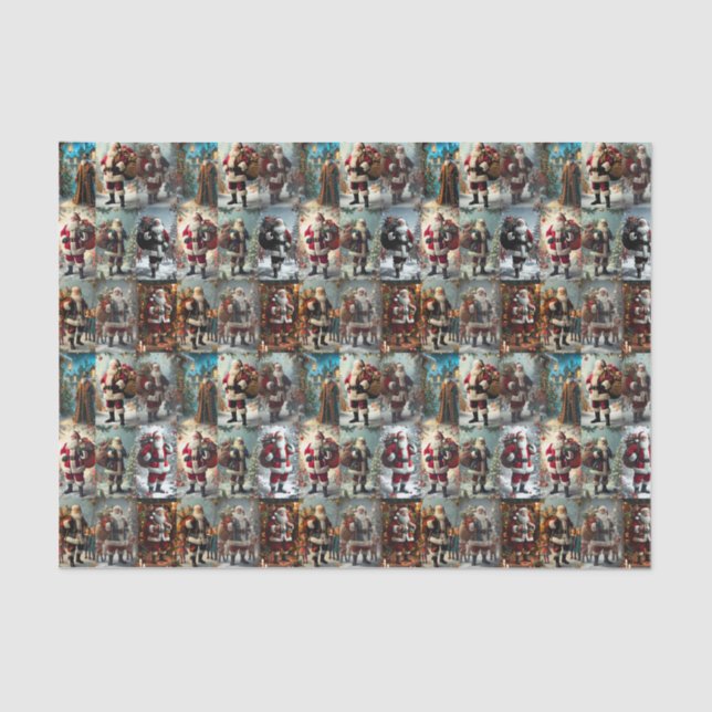 Vintage Christmas Collage | Retro Holiday Tissue Paper (Front)